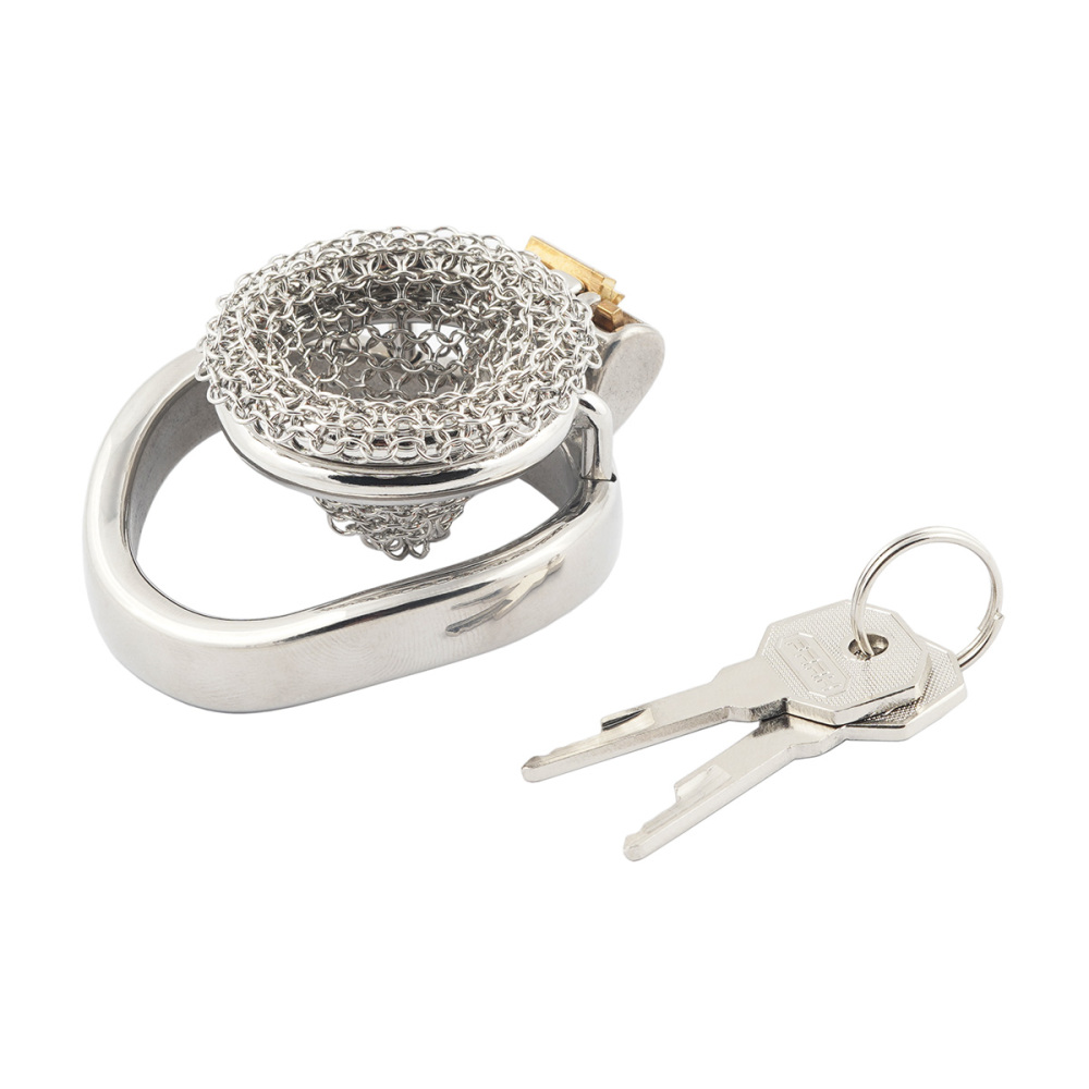 Stainless Steel Gauze Male Chastity Cage Metal Chastity Locks Comfortable Soft Cock Cage Easy to Wear Men's Virginity Lock - XS Cage Length 1.5'' (only cages do not include rings and locks)