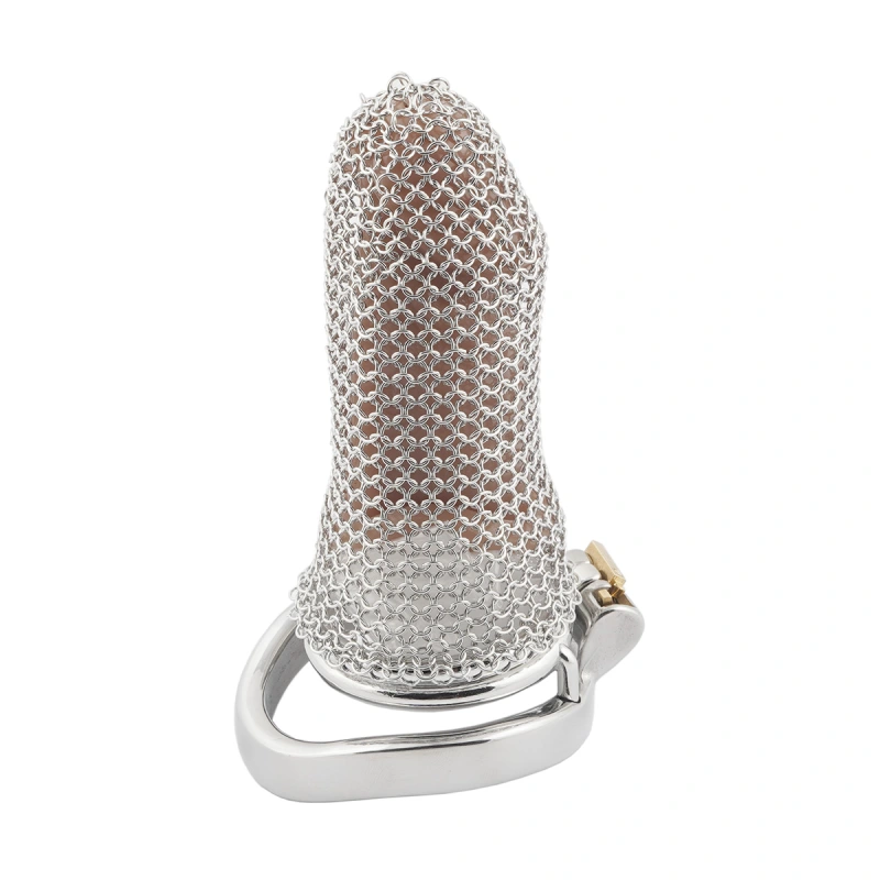 Stainless Steel Gauze Male Chastity Cage Metal Chastity Locks Comfortable Soft Cock Cage Easy to Wear Men's Virginity Lock - XL Cage Length 4''  (only cages do not include rings and locks)