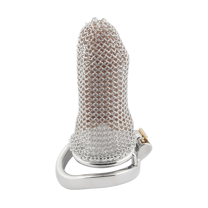 Stainless Steel Gauze Male Chastity Cage Metal Chastity Locks Comfortable Soft Cock Cage Easy to Wear Men's Virginity Lock - XL Cage Length 4''  (only cages do not include rings and locks)