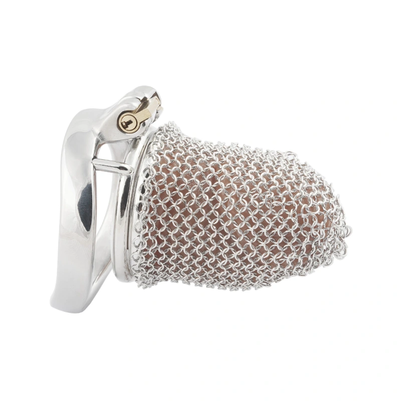 Stainless Steel Gauze Male Chastity Cage Metal Chastity Locks Comfortable Soft Cock Cage Easy to Wear Men's Virginity Lock - M Cage Length 2.6'' (only cages do not include rings and locks)