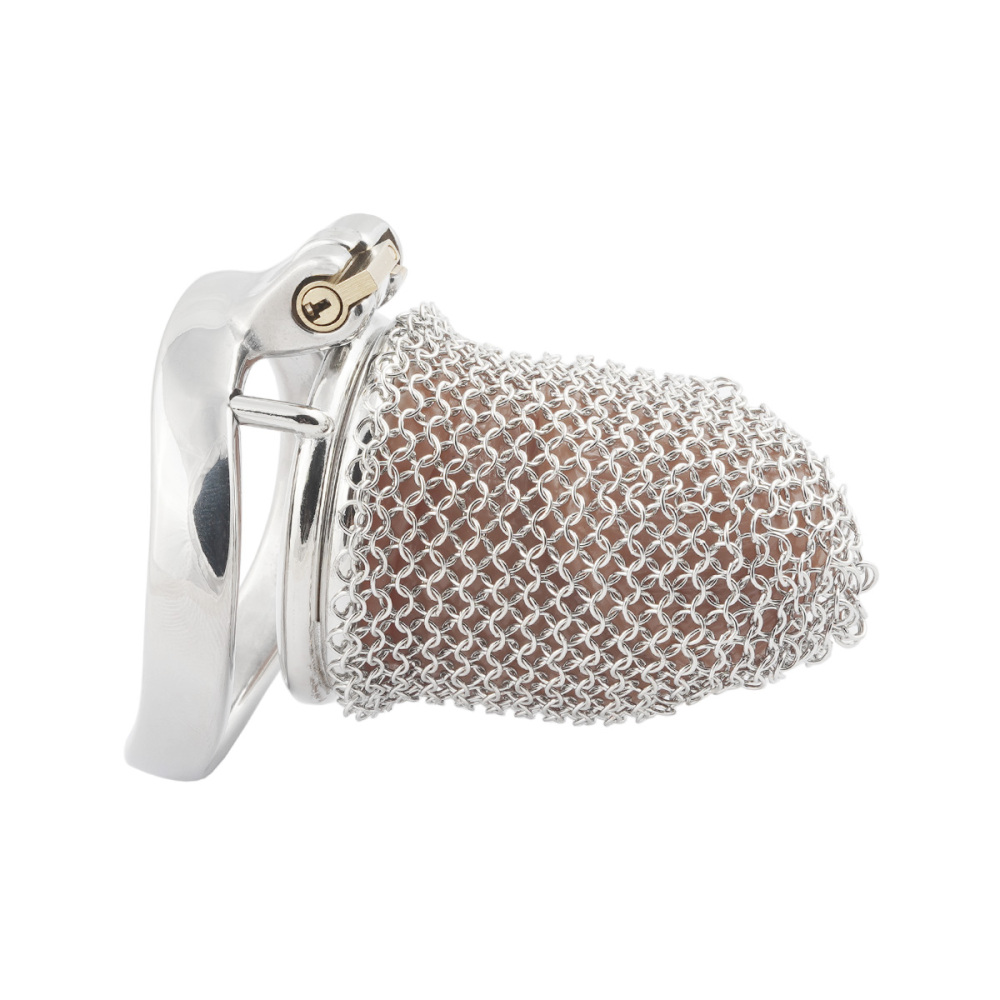 Stainless Steel Gauze Male Chastity Cage Metal Chastity Locks Comfortable Soft Cock Cage Easy to Wear Men's Virginity Lock - M Cage Length 2.6'' (only cages do not include rings and locks)