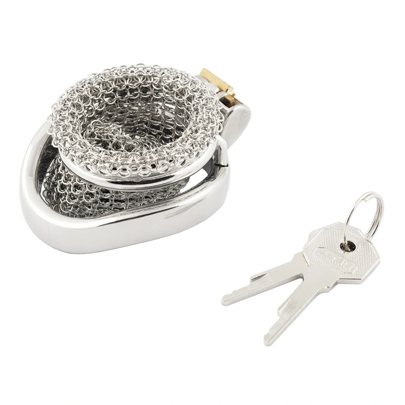 Stainless Steel Gauze Male Chastity Cage Metal Chastity Locks Comfortable Soft Cock Cage Easy to Wear Men's Virginity Lock - XL Cage Length 4''  (only cages do not include rings and locks)