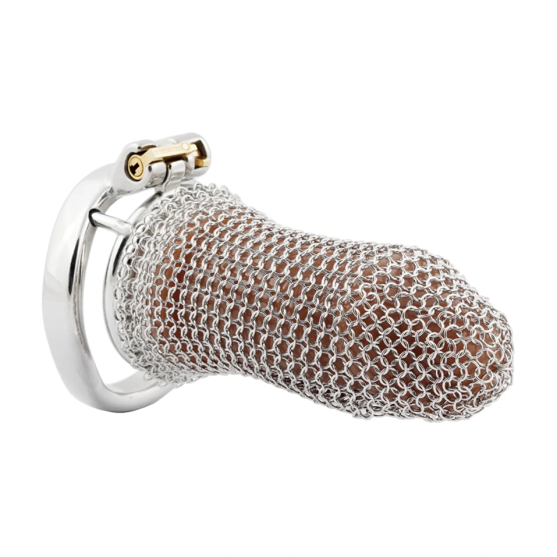 Stainless Steel Gauze Male Chastity Cage Metal Chastity Locks Comfortable Soft Cock Cage Easy to Wear Men's Virginity Lock - XL Cage Length 4''  (only cages do not include rings and locks)