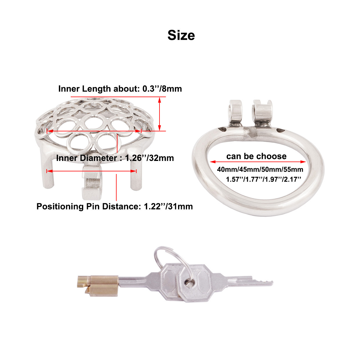 TERNENCE Small Short Chastity Device Male Ergonomic Design Stainless Steel Cock Cage Adult Game Sex Toy
