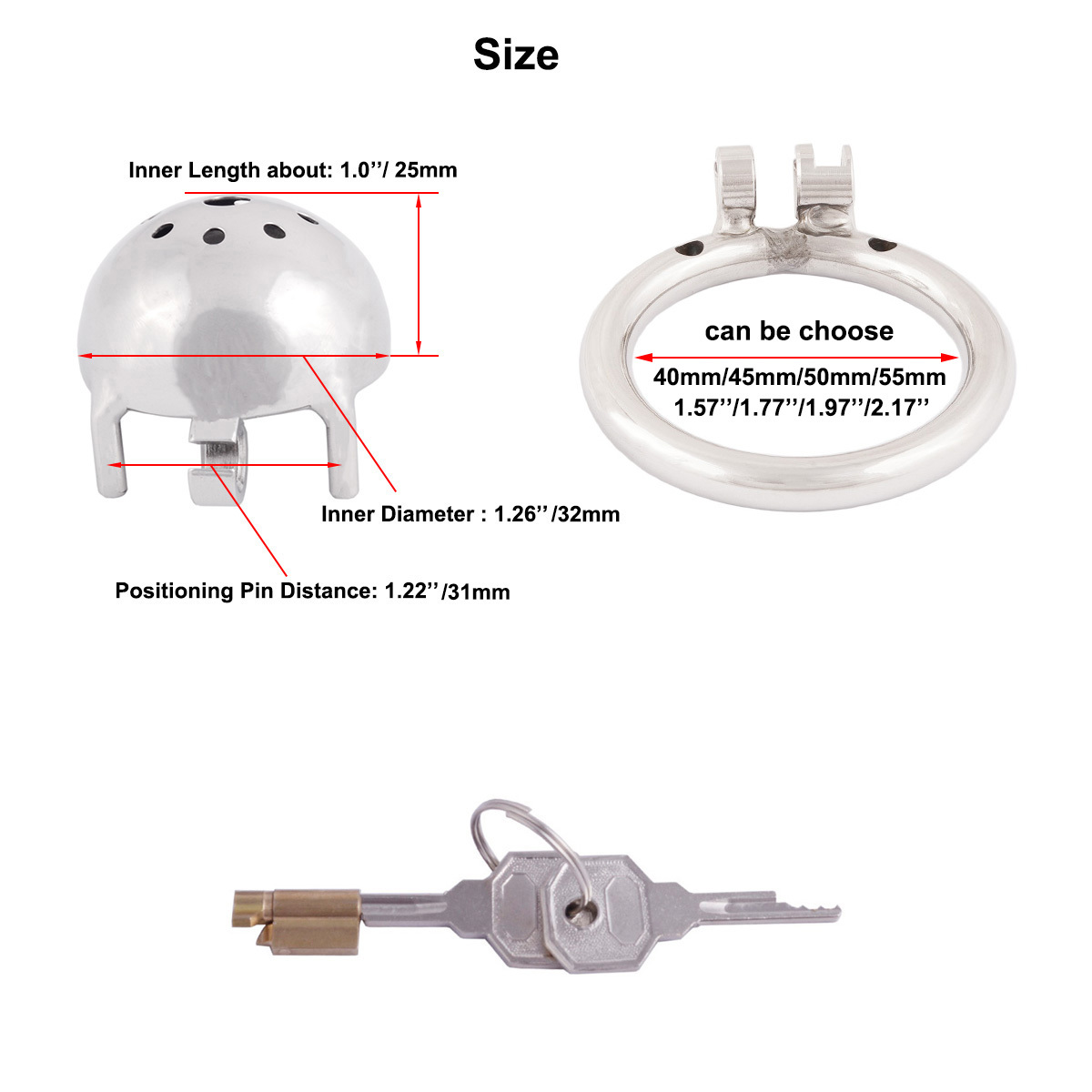 TERNENCE Super Small Male Chastity Cage Virginity Lock Cock Cage with Urethral Tube and Anti-Off Ring