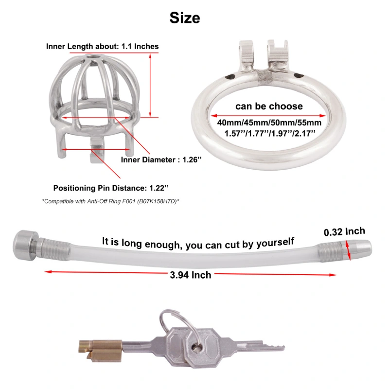 TERNENCE Metal Male Chastity Device Steel Stainless Cock Cage Sex Toy Ring with Tube