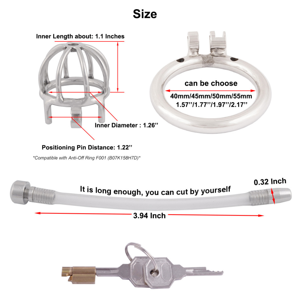 TERNENCE Metal Male Chastity Device Steel Stainless Cock Cage Sex Toy Ring with Tube