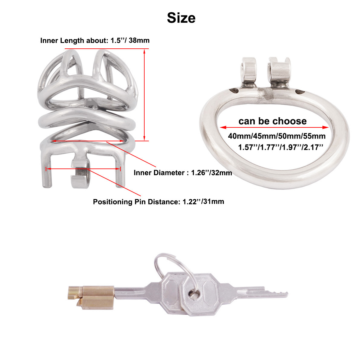 TERNENCE Stainless Steel Small Male Chastity Device Ergonomic Design Stealth Lock for Adults Solitary Extreme Confinement Cage