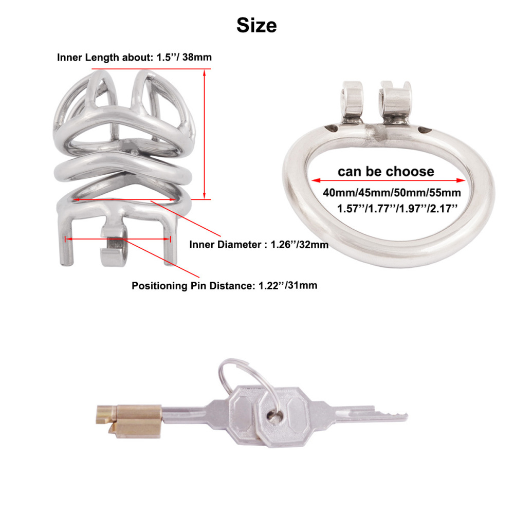 TERNENCE Stainless Steel Small Male Chastity Device Ergonomic Design Stealth Lock for Adults Solitary Extreme Confinement Cage