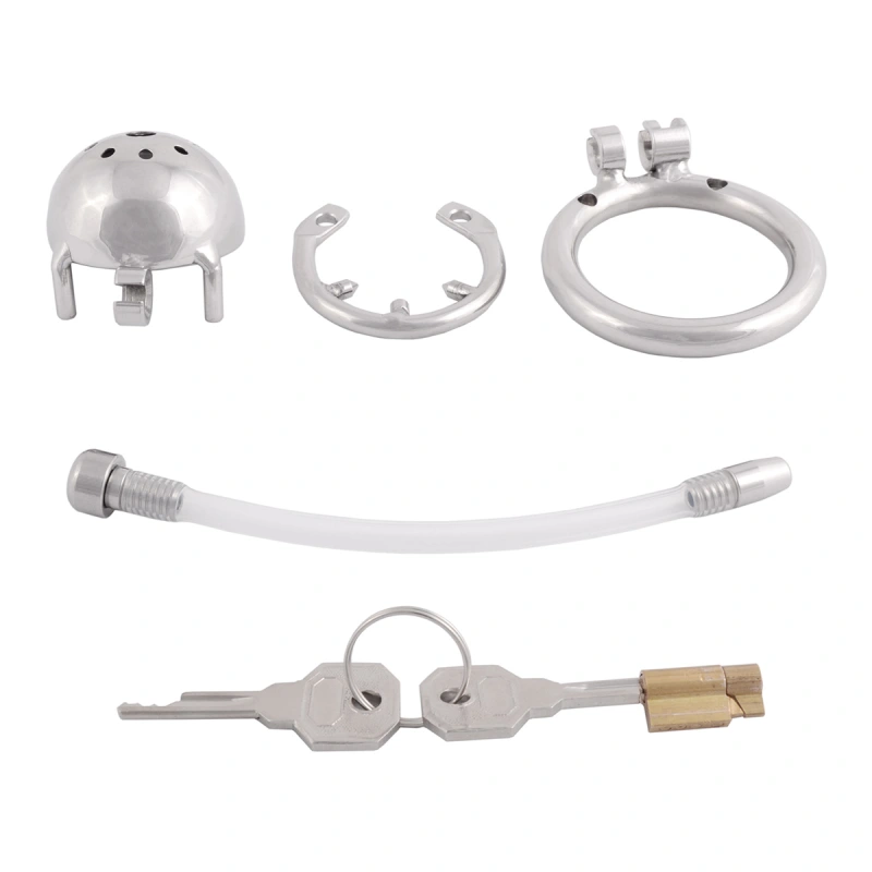 TERNENCE Super Small Male Chastity Cage Virginity Lock Cock Cage with Urethral Tube and Anti-Off Ring