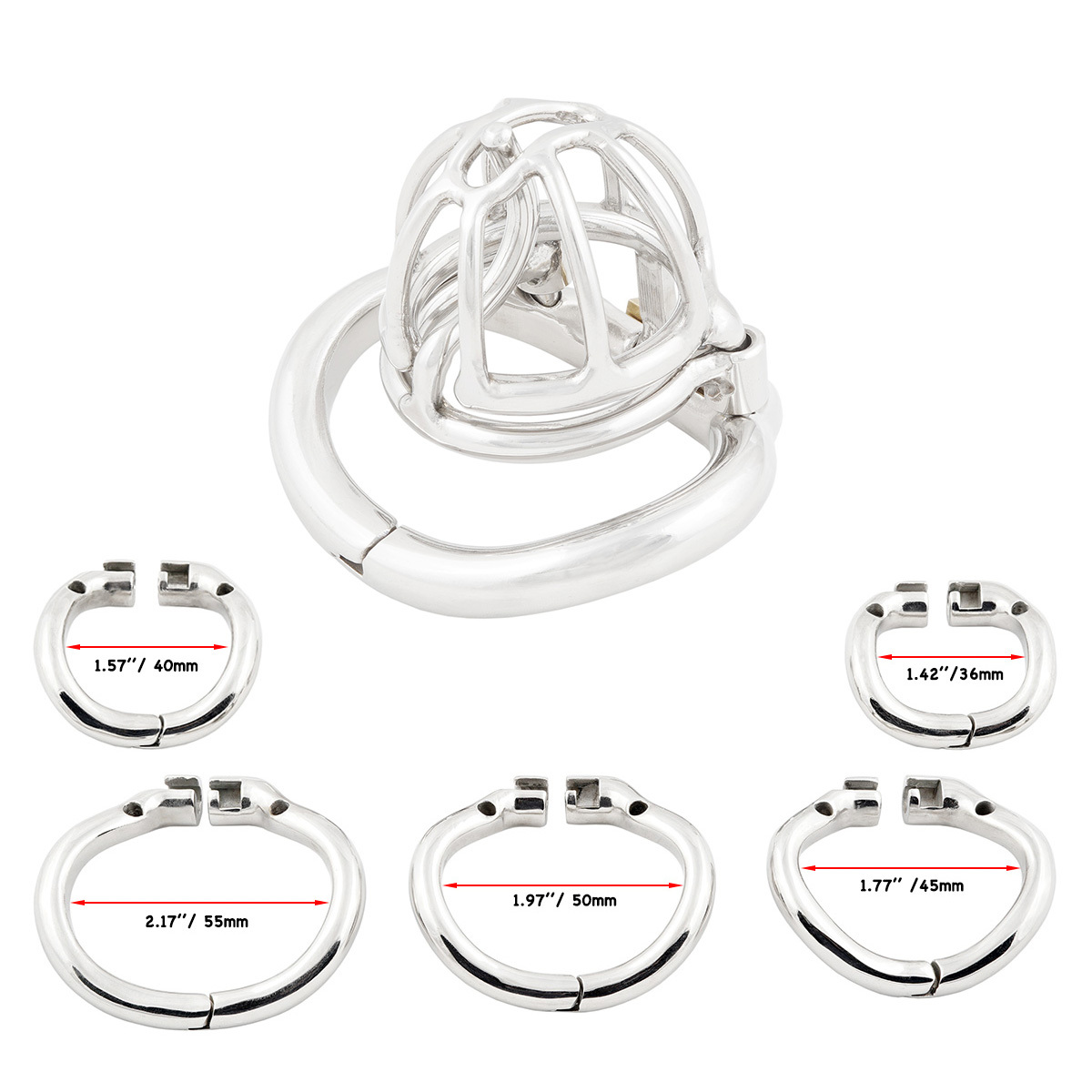 Male Chastity Device with Removable PA Puncture Hinged Ring Small Cock Cage Sex Toy