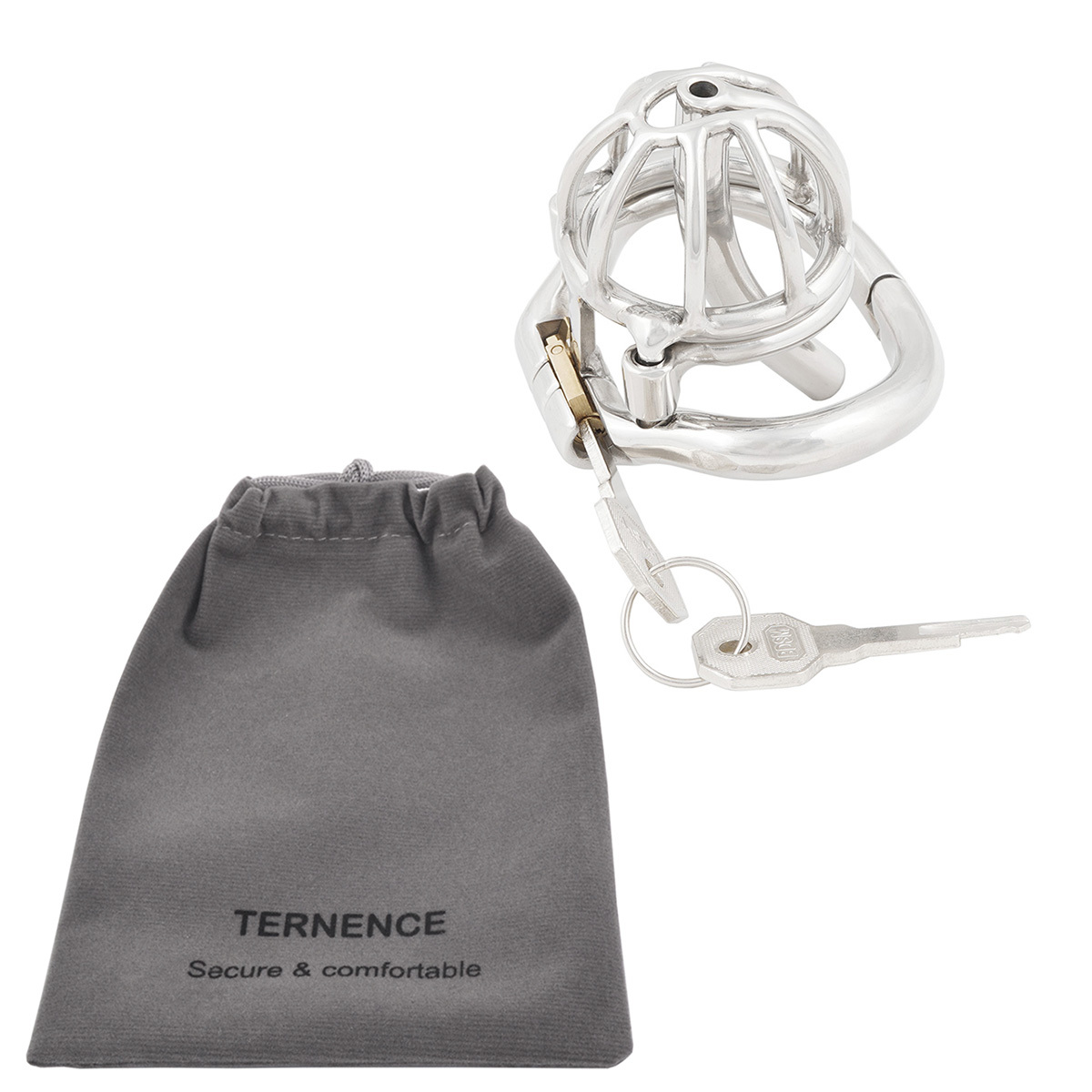 Male Chastity Device with Removable Catheter Hinged Ring Cock Cage SM Exercise Sex Toys