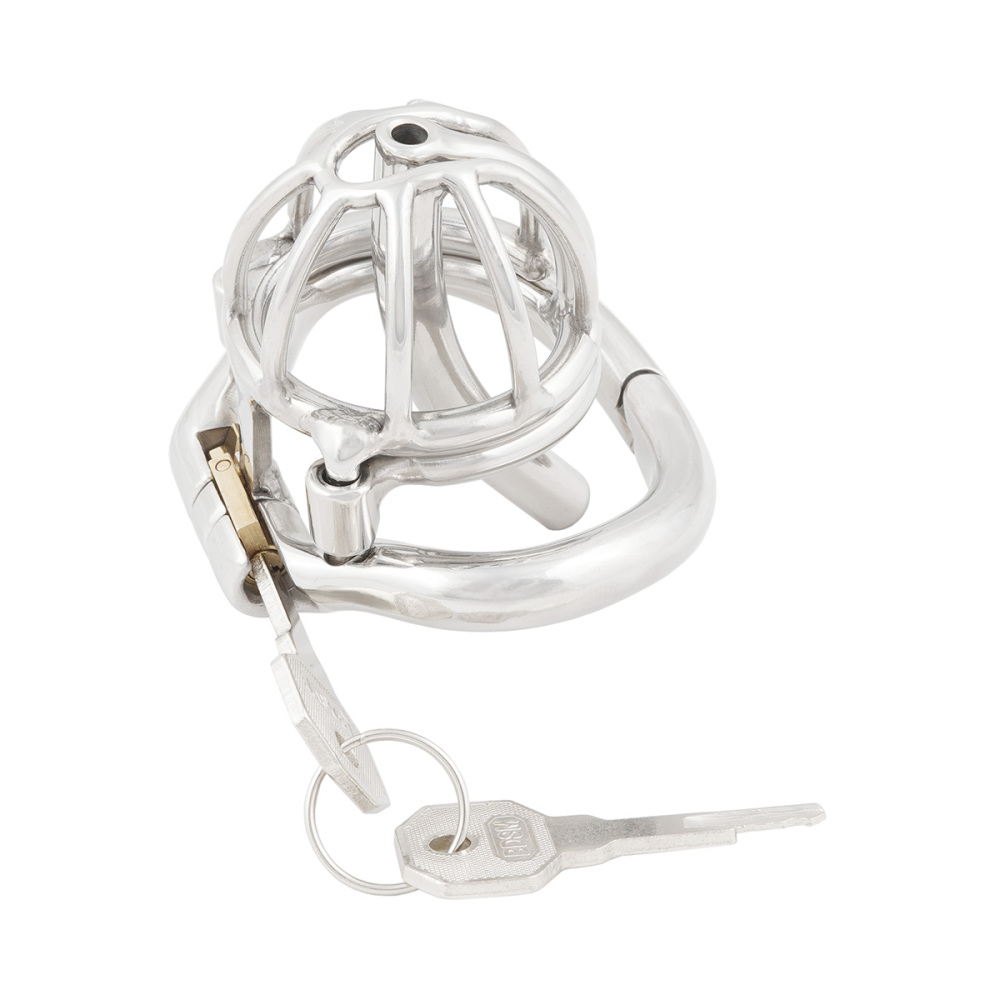 TERNENCE Male Chastity Device with Removable Catheter Hinged Ring Cock Cage (only cages do not include rings and locks)