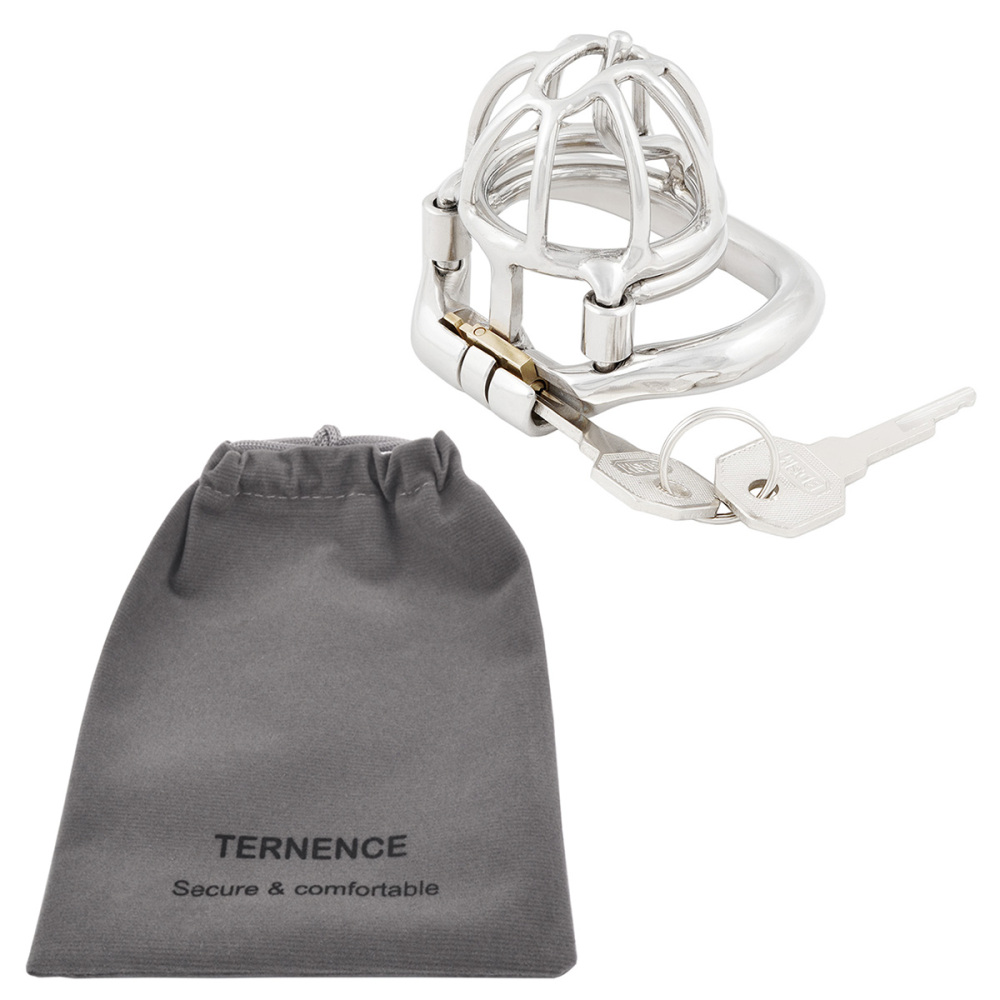 Male Chastity Device with Removable PA Puncture Hinged Ring Small Cock Cage Sex Toy