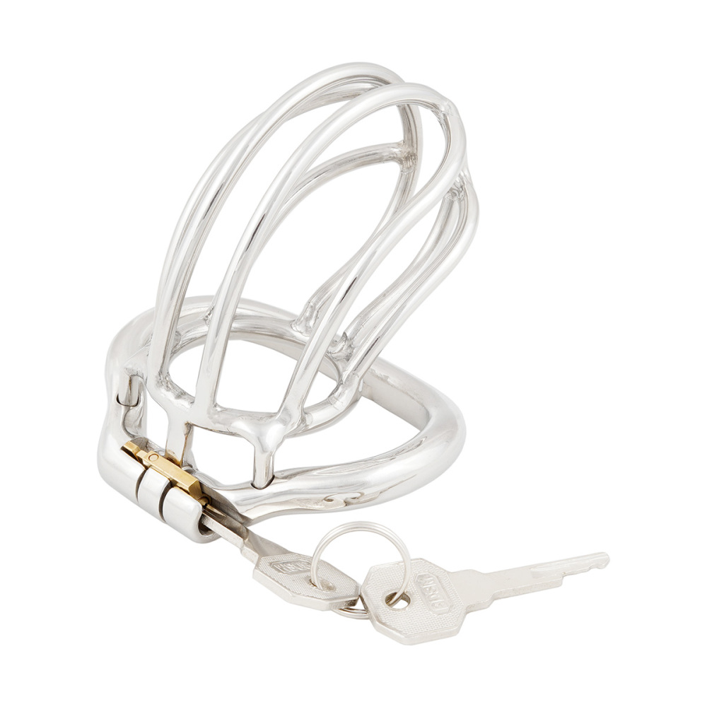 TERNENCE Male Chastity Device Ergonomic Design Stainless Steel Hinged Ring Male Cock Cage (only cages do not include rings and locks)