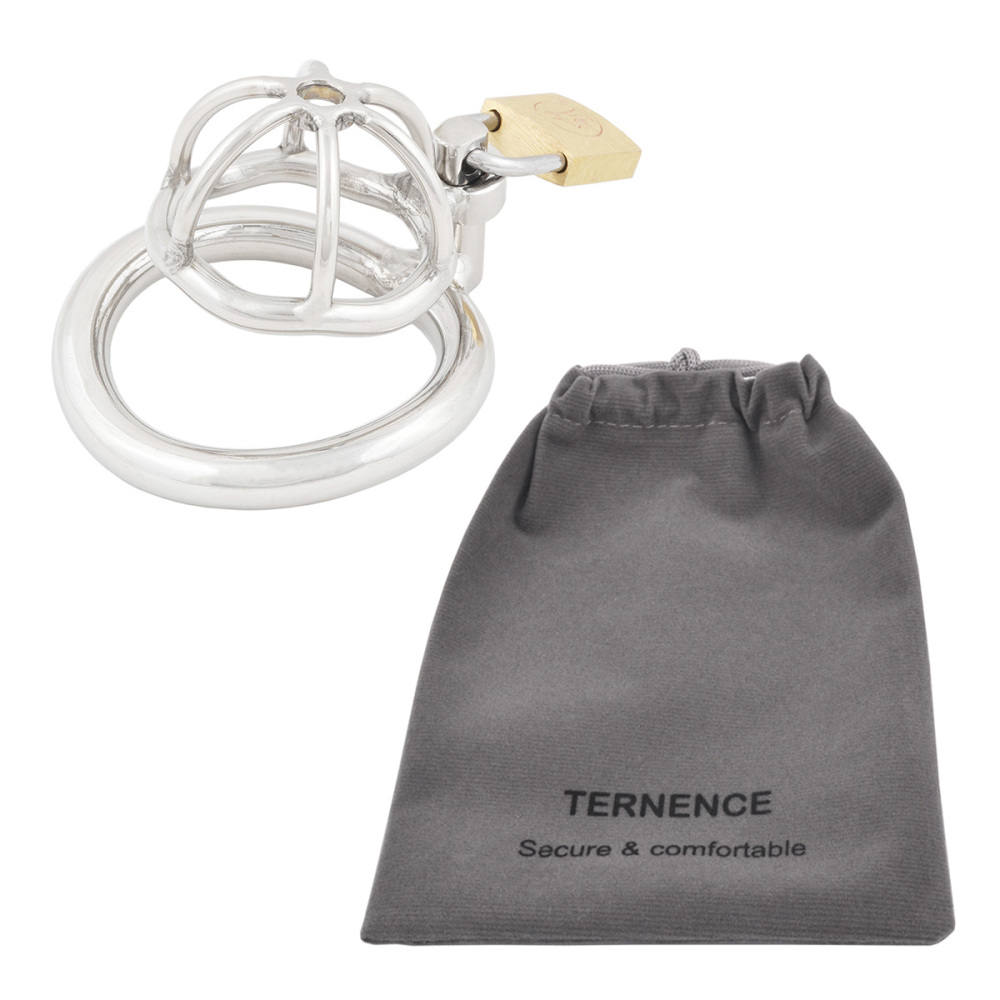 Short Male Chastity Device with Padlock Stainless Steel Cock Cage Virginity Lock Chastity Belt for Adult Game Sex Toy