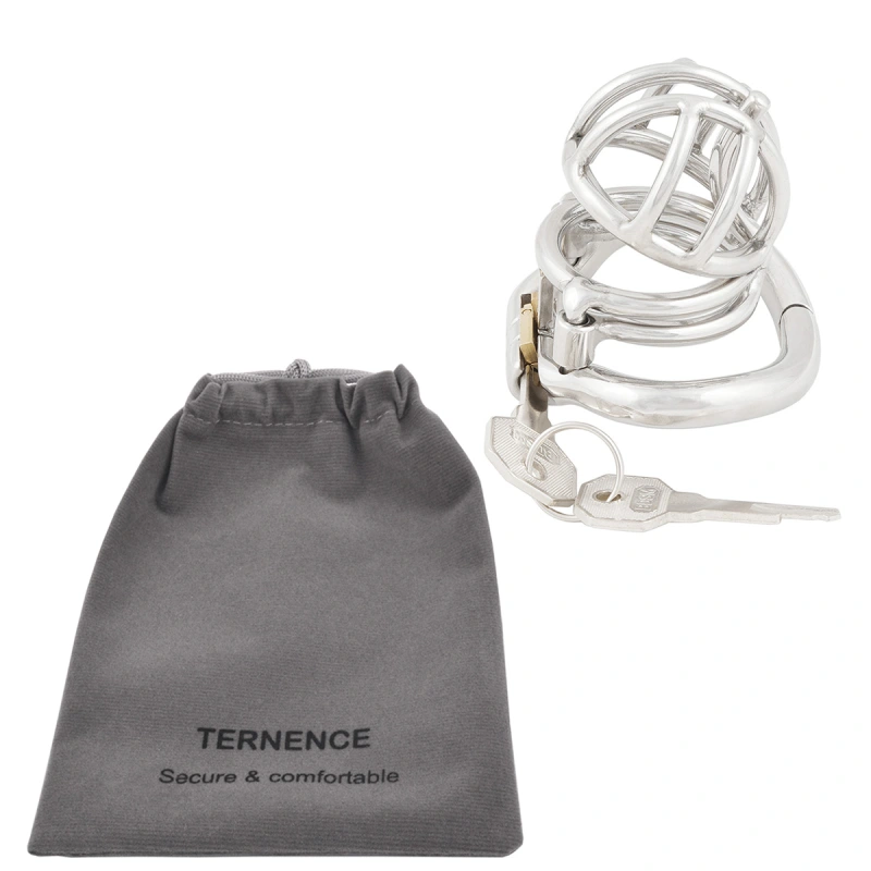 TERNENCE Male Chastity Device Cock Cage with Anti-Off Removable PA Puncture Hinged Ring Chastity Belt Adult Game Sex Toy