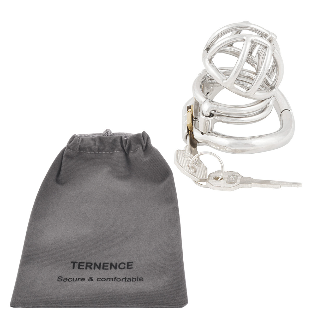 TERNENCE Male Chastity Device Cock Cage with Anti-Off Removable PA Puncture Hinged Ring Chastity Belt Adult Game Sex Toy