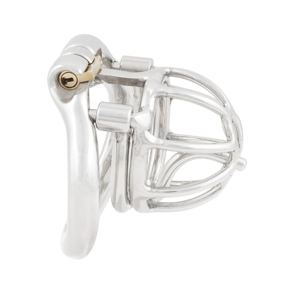 Male Chastity Device with Removable PA Puncture Hinged Ring Small Cock Cage Sex Toy