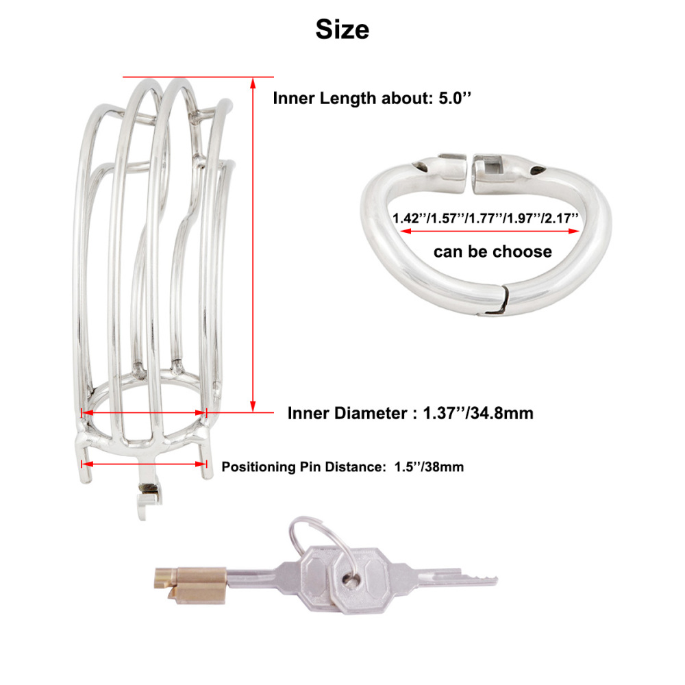 TERNENCE Chastity Device Male Cage Inside Length 5’’ Stainless Steel Long Section Men Chastity Lock (only cages do not include rings and locks)