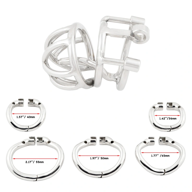 TERNENCE Male Chastity Device Cock Cage with Anti-Off Removable PA Puncture Hinged Ring Chastity Belt Adult Game Sex Toy