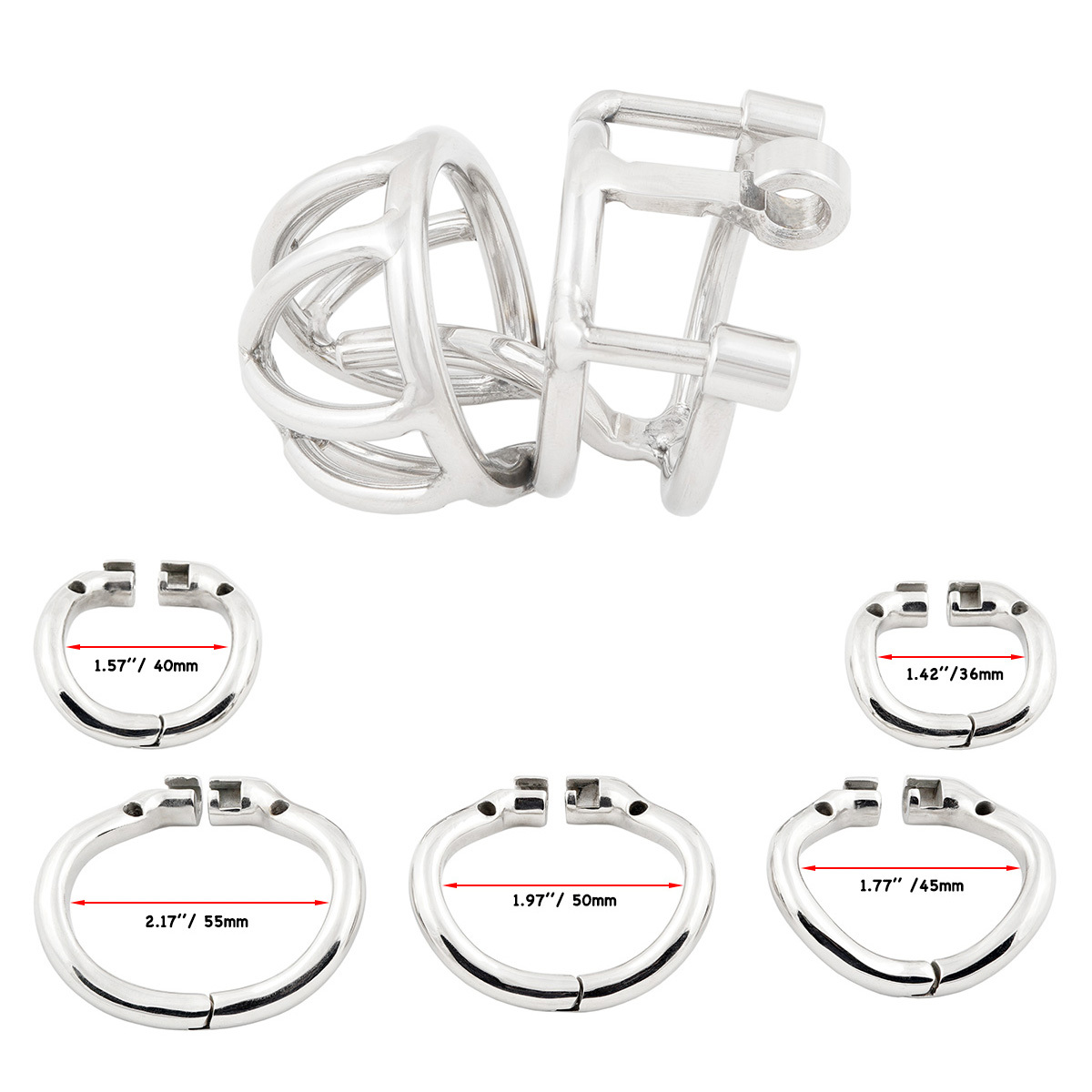 TERNENCE Male Chastity Device Cock Cage with Anti-Off Removable PA Puncture Hinged Ring Chastity Belt Adult Game Sex Toy
