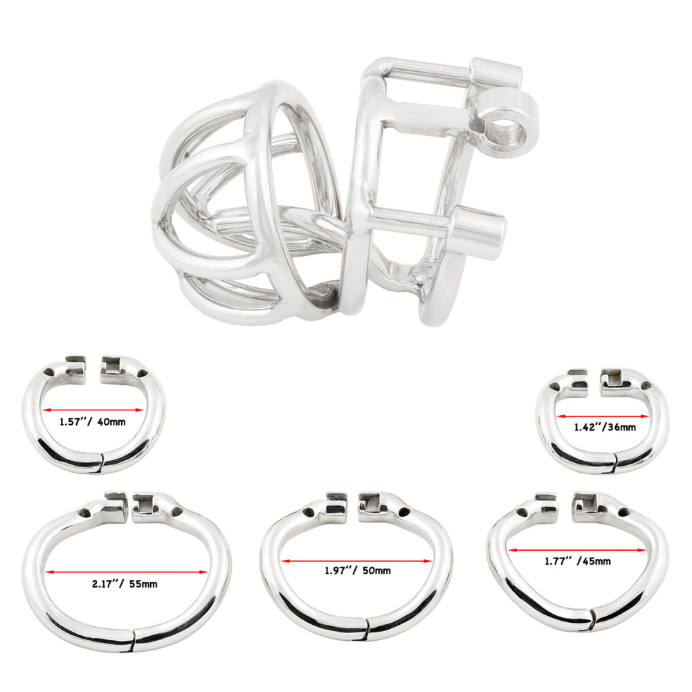 TERNENCE Male Chastity Device Cock Cage with Anti-Off Removable PA Puncture Hinged Ring Chastity Belt Adult Game Sex Toy