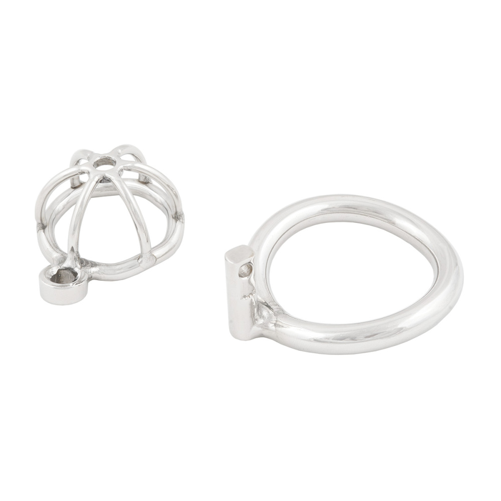 Short Male Chastity Device with Padlock Stainless Steel Cock Cage Virginity Lock Chastity Belt for Adult Game Sex Toy