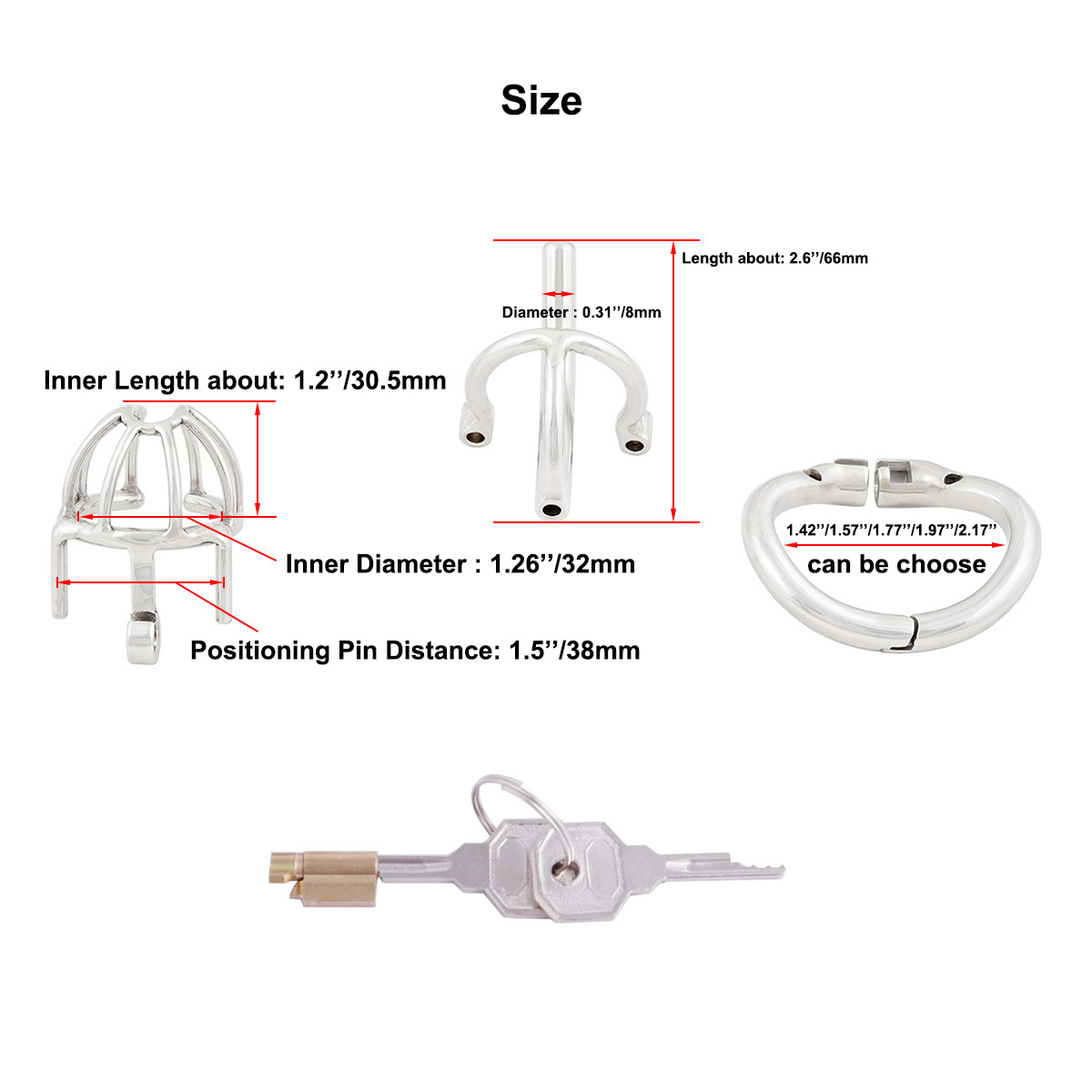 Male Chastity Device with Removable Catheter Hinged Ring Cock Cage SM Exercise Sex Toys