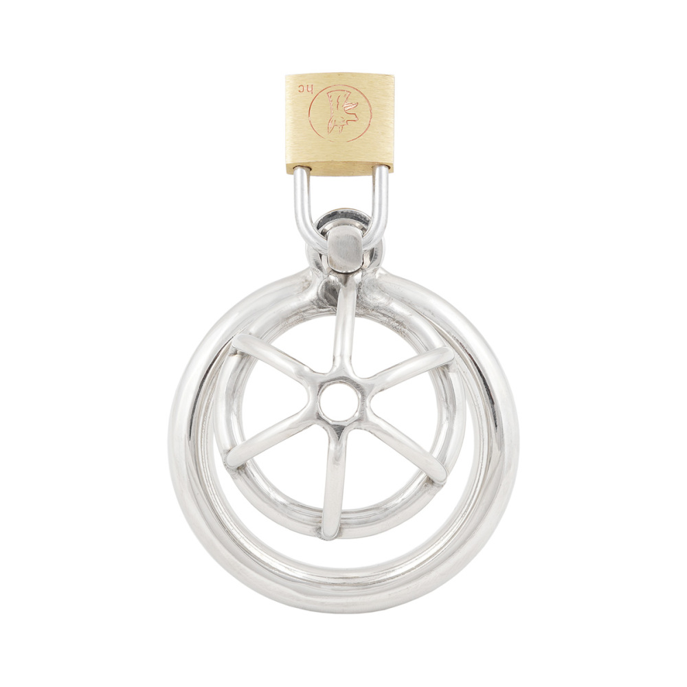 Short Male Chastity Device with Padlock Stainless Steel Cock Cage Virginity Lock Chastity Belt for Adult Game Sex Toy