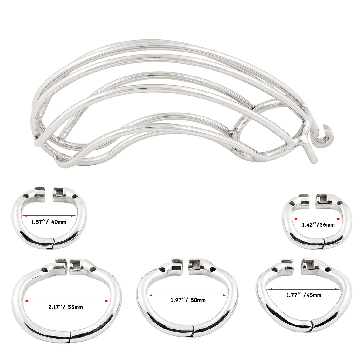 TERNENCE Chastity Device Male Cage Inside Length 5’’ Stainless Steel Long Section Men Chastity Lock