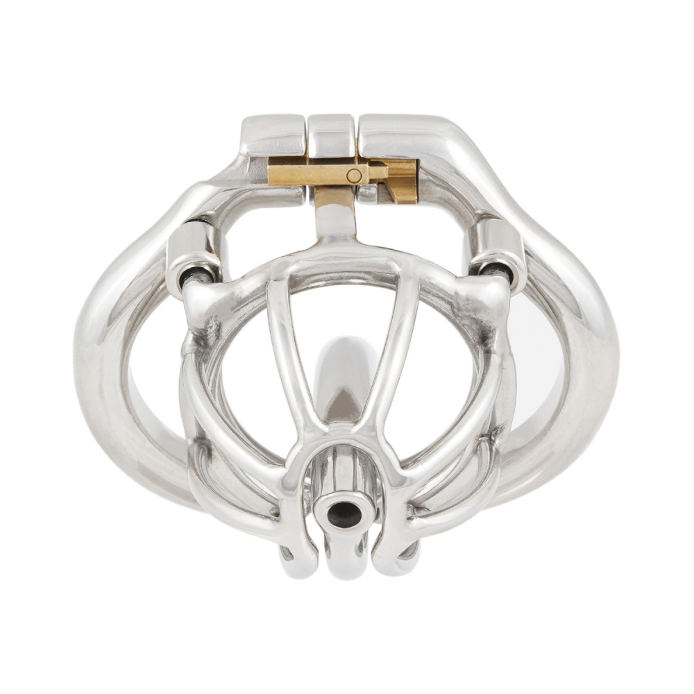 Male Chastity Device with Removable Catheter Hinged Ring Cock Cage SM Exercise Sex Toys