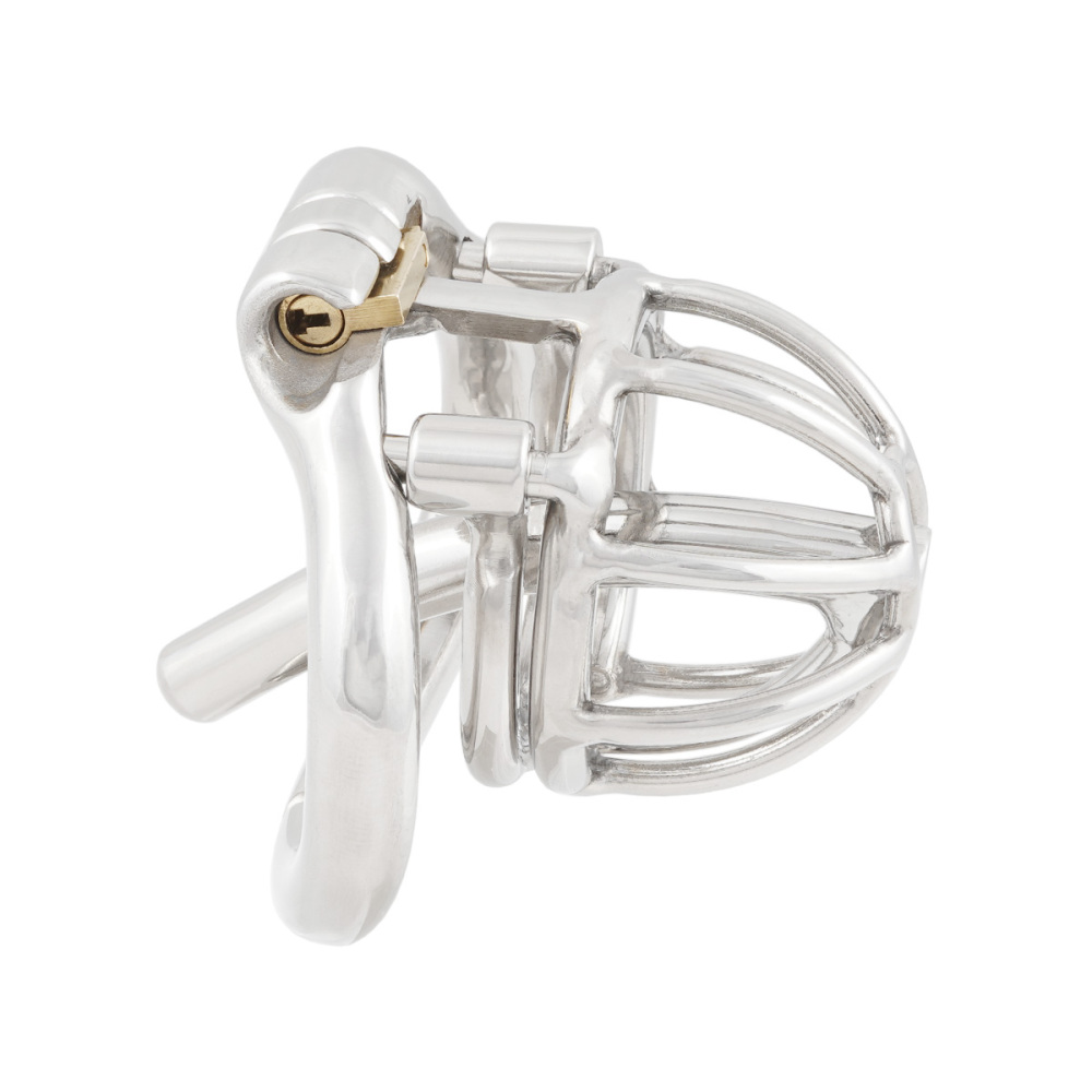 TERNENCE Male Chastity Device with Removable Catheter Hinged Ring Cock Cage (only cages do not include rings and locks)