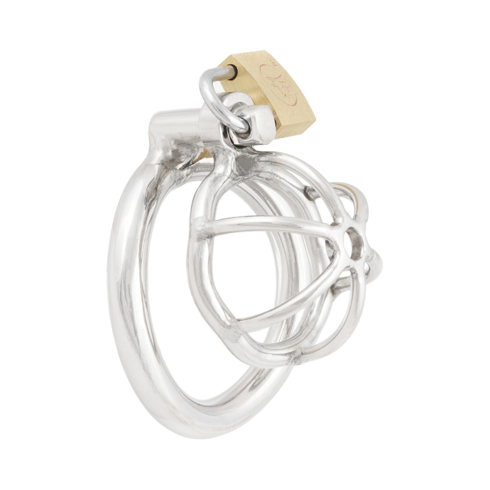 TERNENCE Short Male Chastity Device with Padlock Stainless Steel Cock Cage Virginity Lock Chastity Belt (only cages do not include rings and locks)