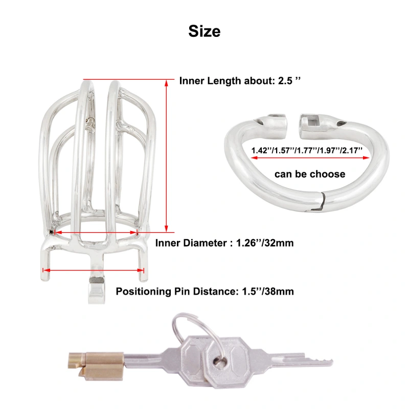TERNENCE Male Chastity Device Ergonomic Design Stainless Steel Hinged Ring Male Cock Cage (only cages do not include rings and locks)