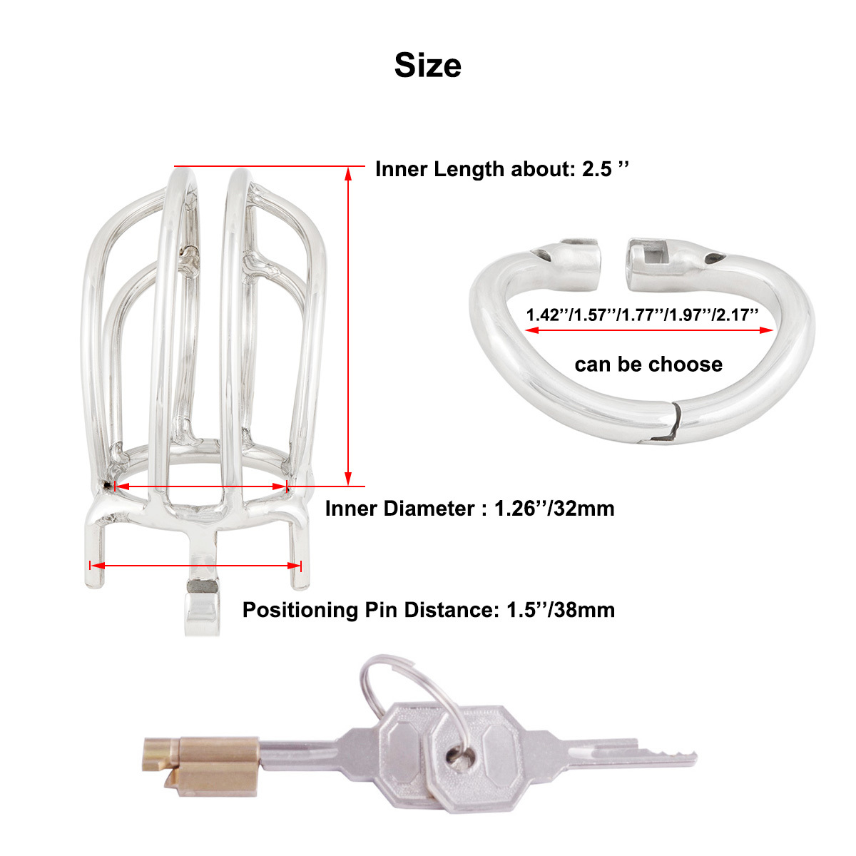 TERNENCE Male Chastity Device Ergonomic Design Stainless Steel Hinged Ring Male Cock Cage (only cages do not include rings and locks)