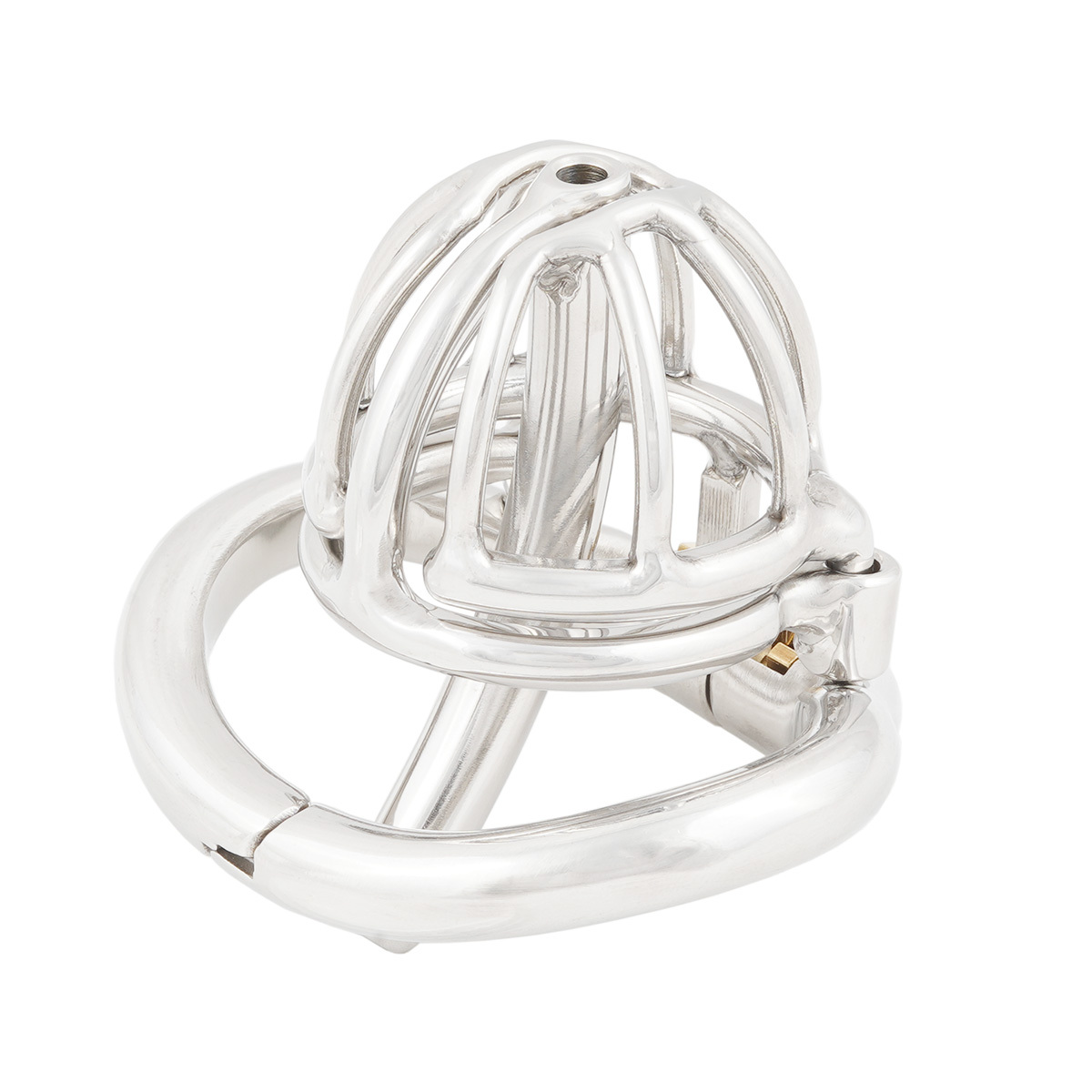 Male Chastity Device with Removable Catheter Hinged Ring Cock Cage SM Exercise Sex Toys
