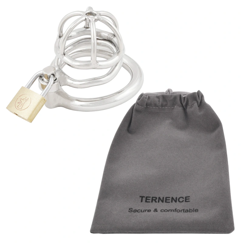 Male Chastity Device with Padlock Stainless Steel Cock Cage Ring Virginity Lock Chastity Belt for Adult Game Sex Toy
