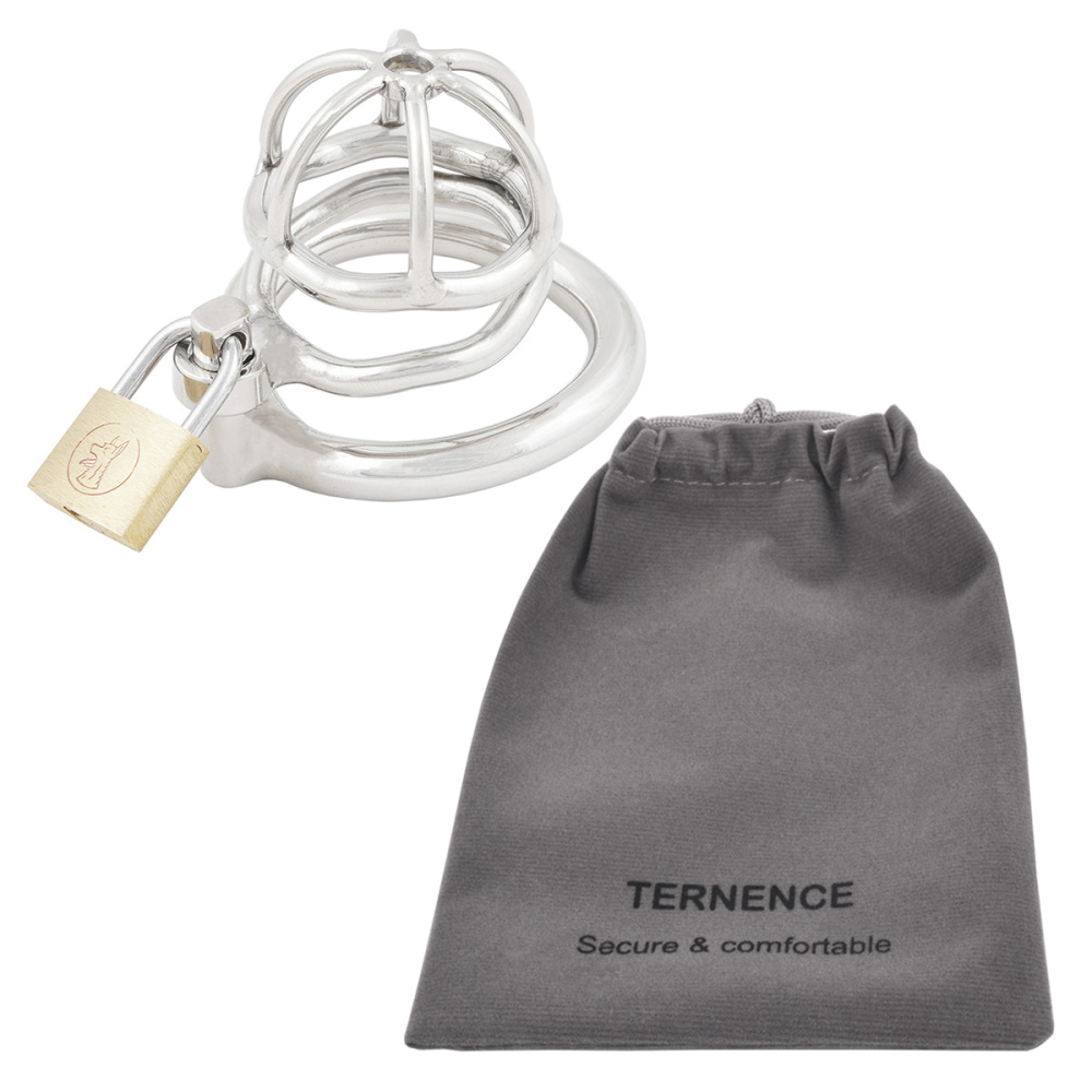 Male Chastity Device with Padlock Stainless Steel Cock Cage Ring Virginity Lock Chastity Belt for Adult Game Sex Toy