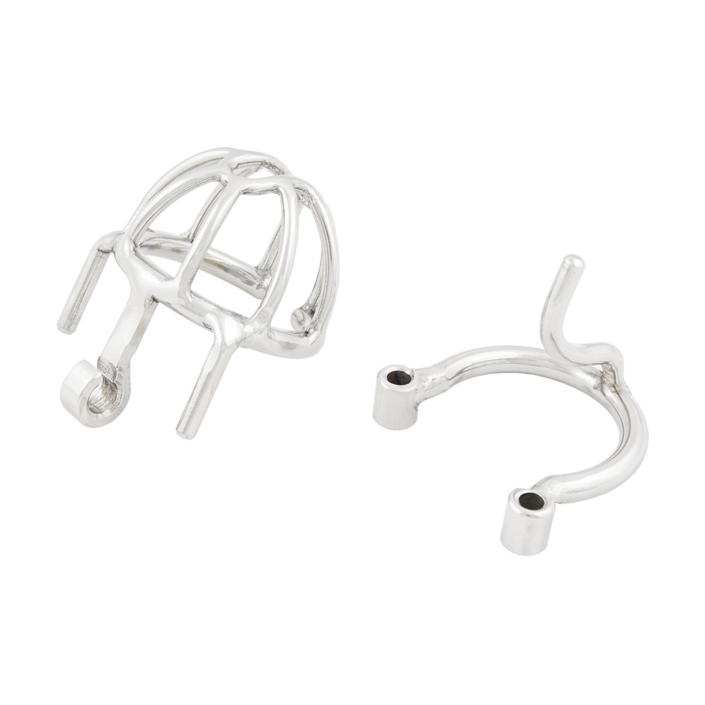 Male Chastity Device with Removable PA Puncture Hinged Ring Small Cock Cage Sex Toy