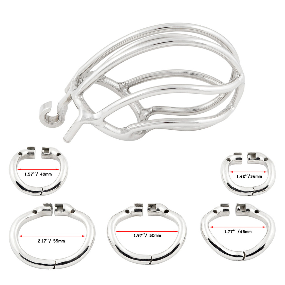 TERNENCE Male Chastity Device Ergonomic Design Stainless Steel Hinged Ring Male Cock Cage Adult Game Sex Toy