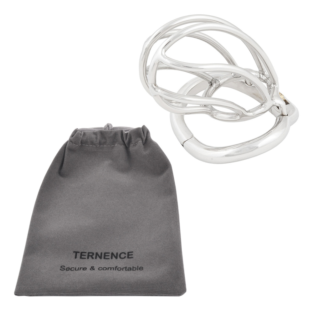 TERNENCE Male Chastity Device Ergonomic Design Stainless Steel Hinged Ring Male Cock Cage Adult Game Sex Toy