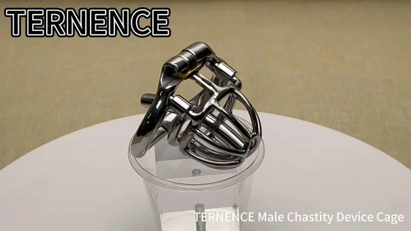TERNENCE Male Chastity Device with Removable Catheter Hinged Ring Cock Cage SM Exercise Sex Toys