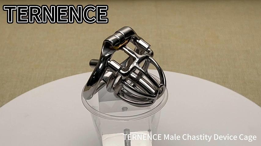 TERNENCE Male Chastity Device with Removable Catheter Hinged Ring Cock Cage SM Exercise Sex Toys
