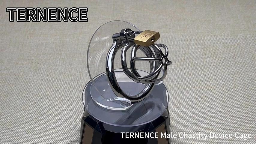 TERNENCE Male Chastity Device with Padlock Stainless Steel Cock Cage Ring Virginity Lock Chastity Belt for Adult Game Sex Toy