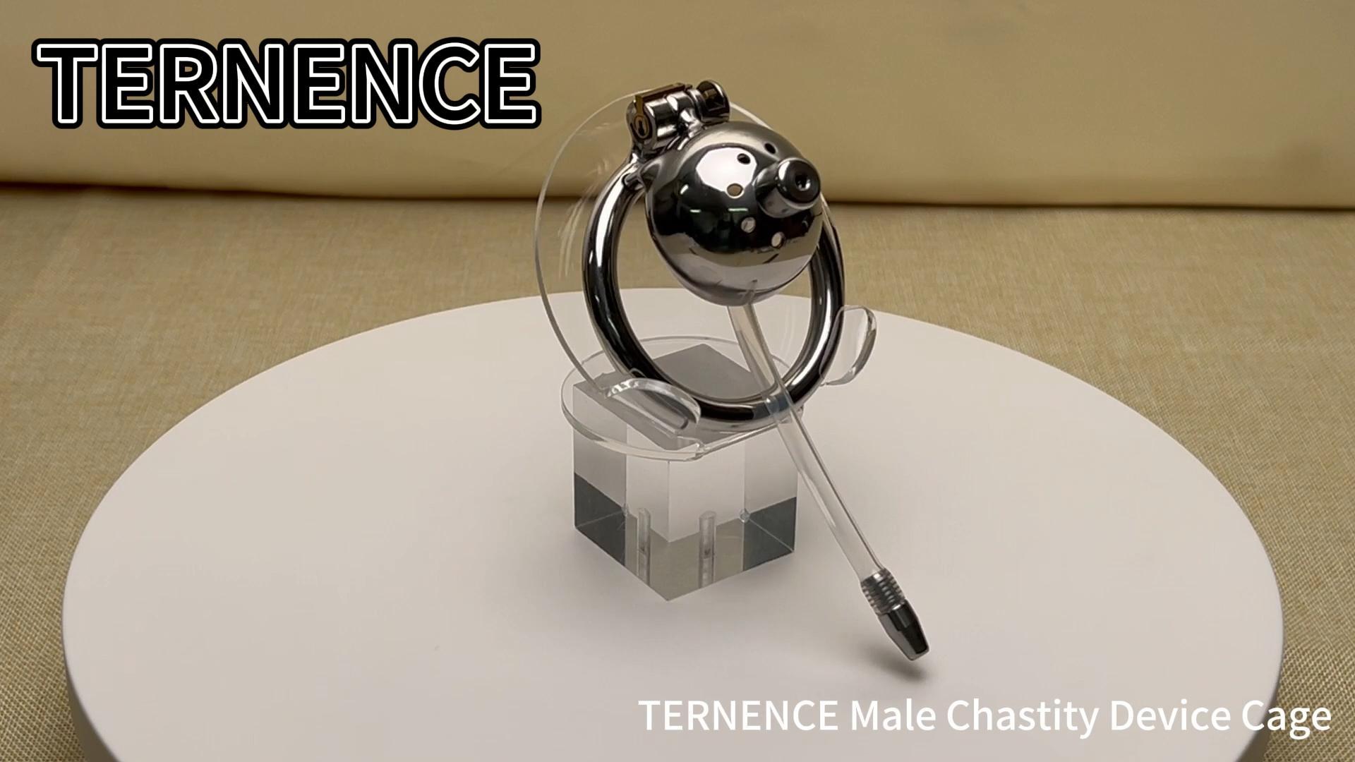 TERNENCE Small Male Cock Cage Chastity Locked Sex Toy with Catheter