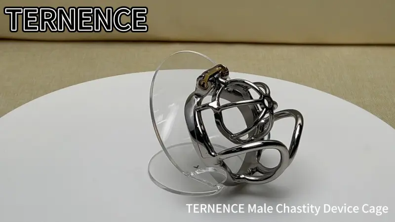 TERNENCE Small Chastity Devices Stainless Steel Men Cock Cage with Ergonomic Design Splitter Base Ring for Men Adult Game Sex Toy