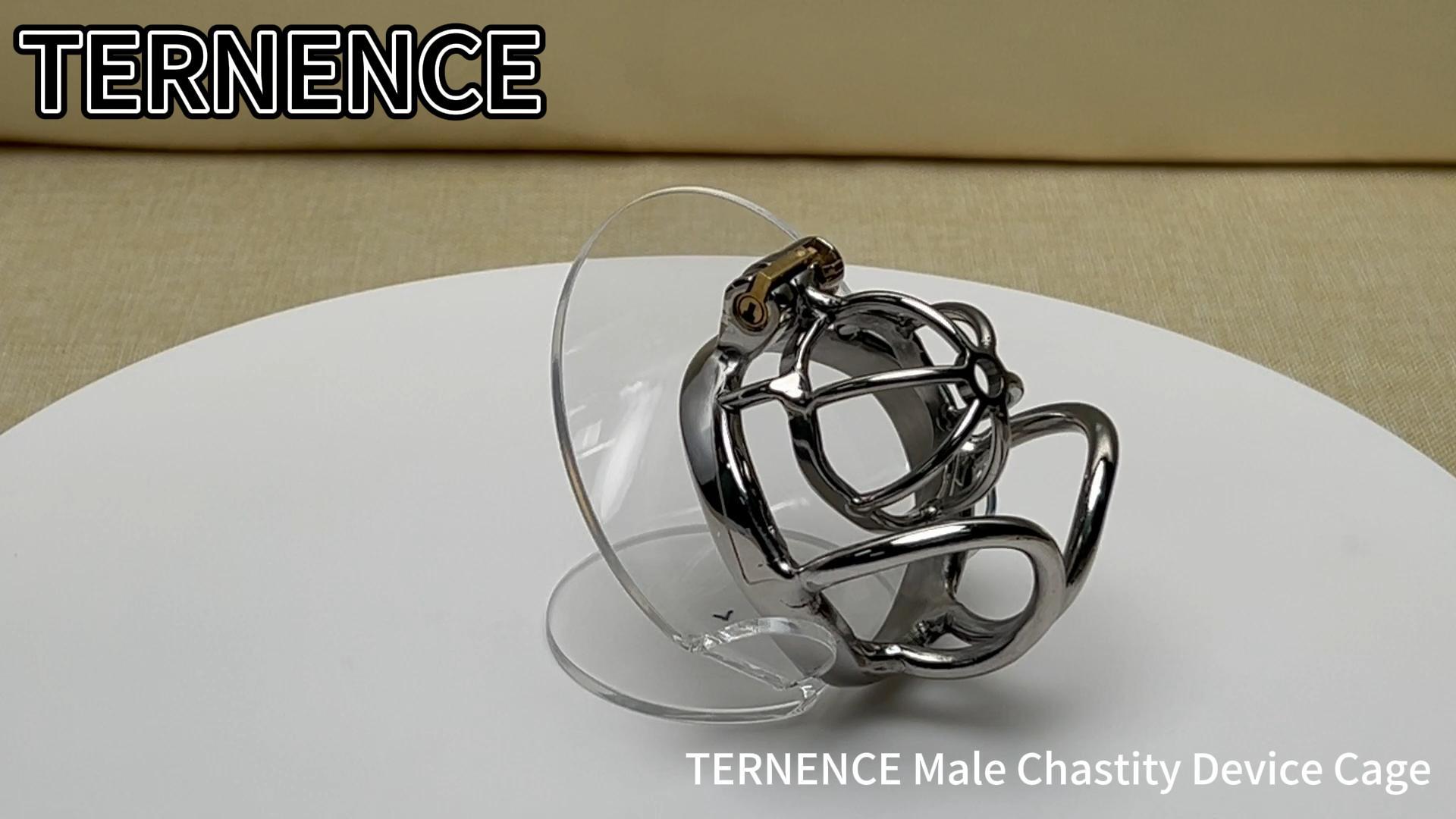 TERNENCE Small Chastity Devices Stainless Steel Men Cock Cage with Ergonomic Design Splitter Base Ring for Men Adult Game Sex Toy