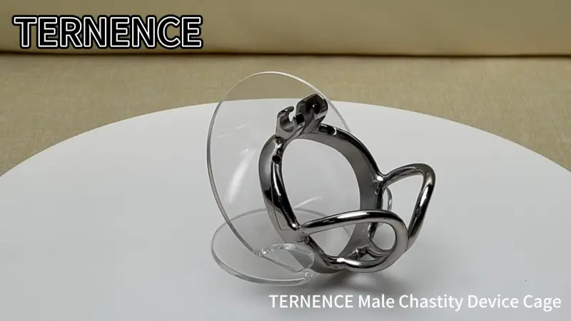 TERNENCE Male Chastity Device Base Ring Ergonomic Design Stainless Steel Cock Cage Closed Ring with Scrotal Splitter