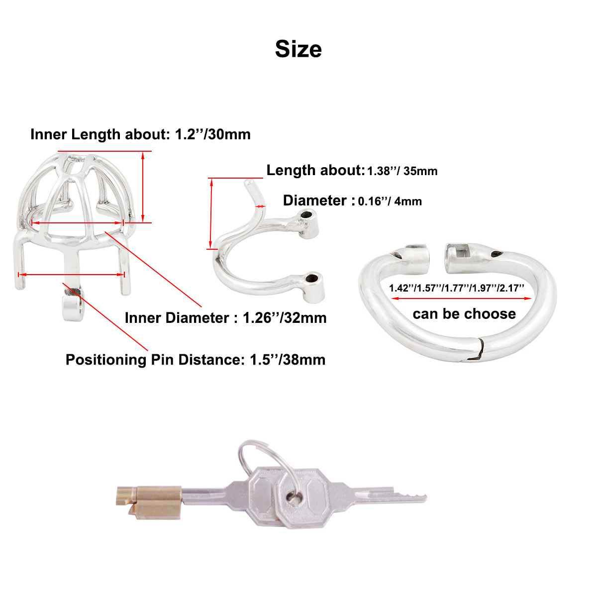 TERNENCE Male Chastity Device with Removable PA Puncture Hinged Ring Small Cock Cage (only cages do not include rings and locks)